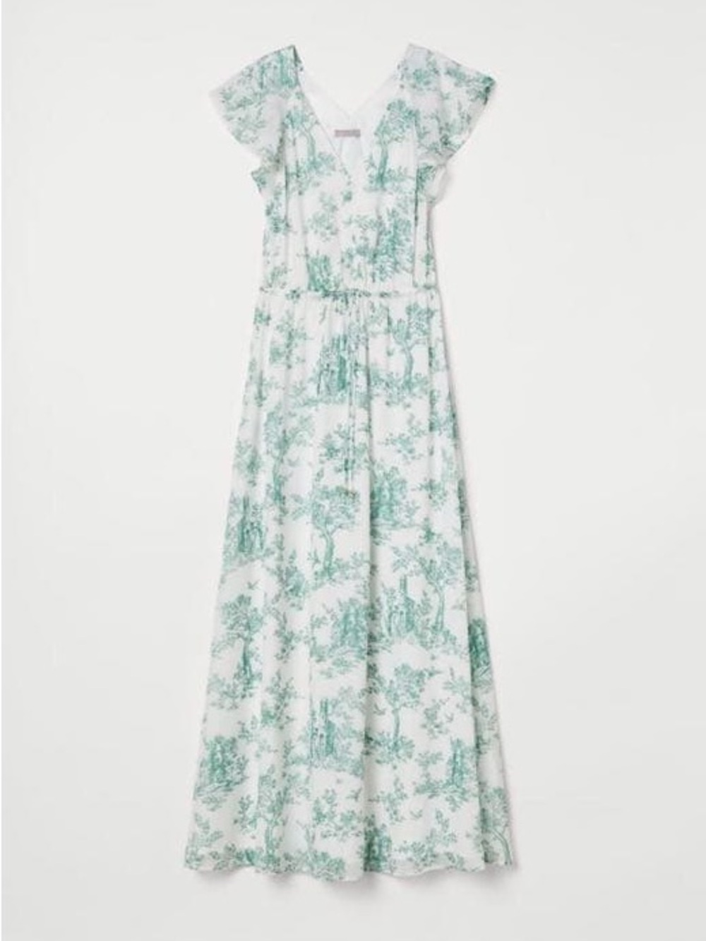 2 for 10$ ☀️ Flounce sleeves green landscape print maxi dress sz4 - Picture 3 of 16